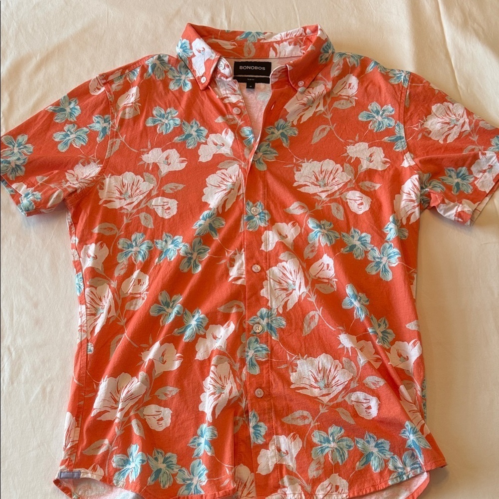 Bonobos Men's Coral Floral Button Down Shirt
